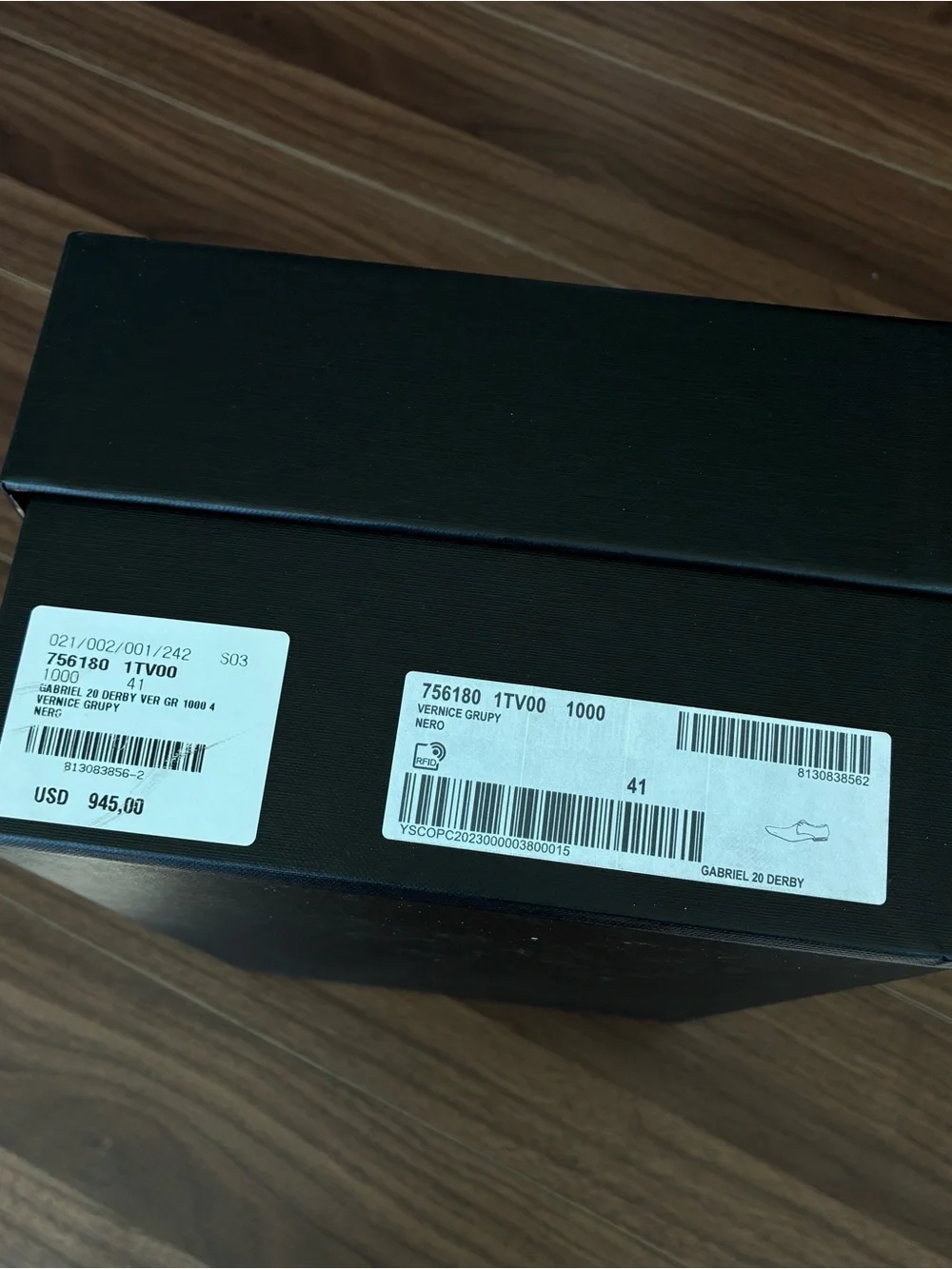 Saint Laurent Men’s Gabriel Derby, Size 41, Patent Leather